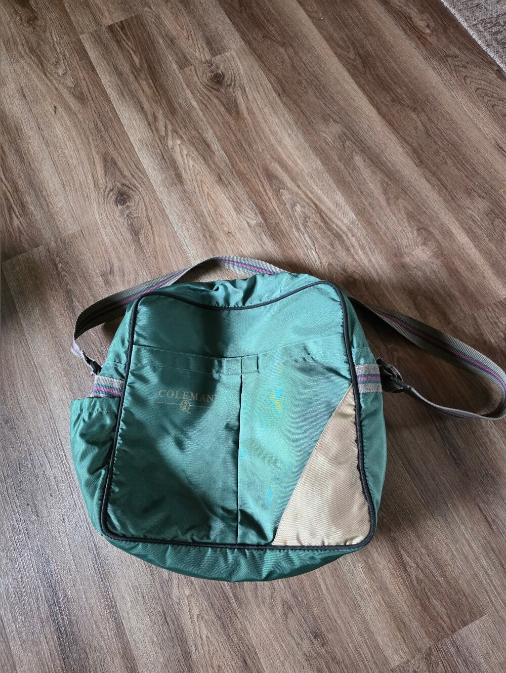 Coleman Green Messenger Bag with Tan Accent
